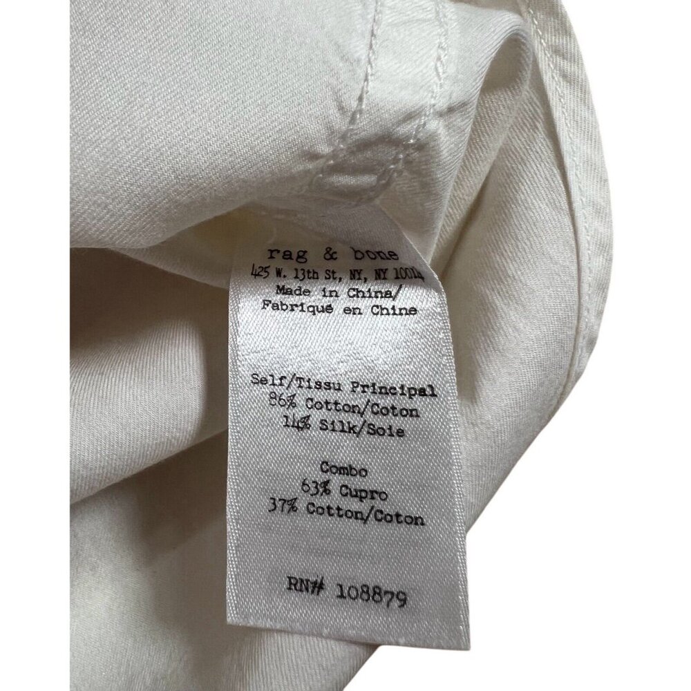 Rag & Bone Women White Top Silk Cotton XS Long Sleeves High Low - Picture 5 of 9